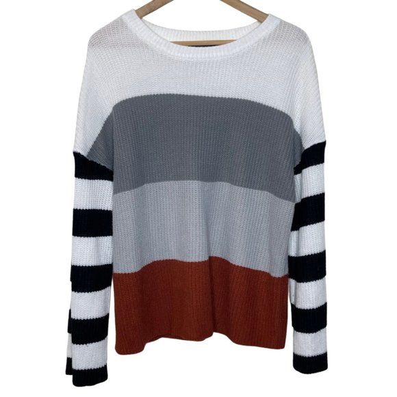 ZESICA | Color Blocked Long Sleeve Loose Knit Sweater | Size L - Picture 1 of 9